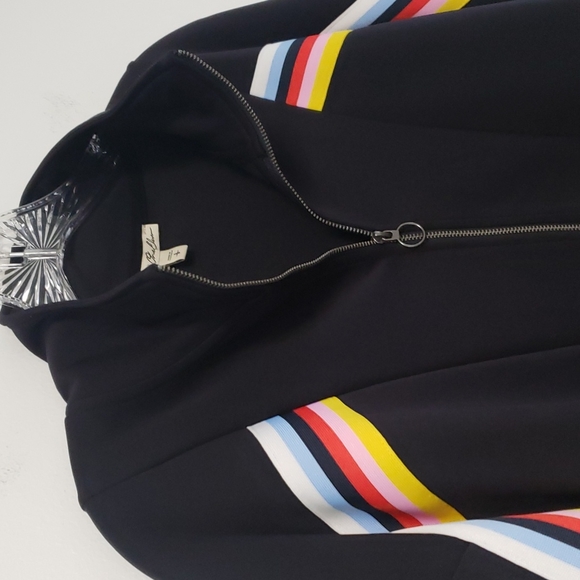 Express cropped track jacket with rainbow sleeves size small - Picture 3 of 15
